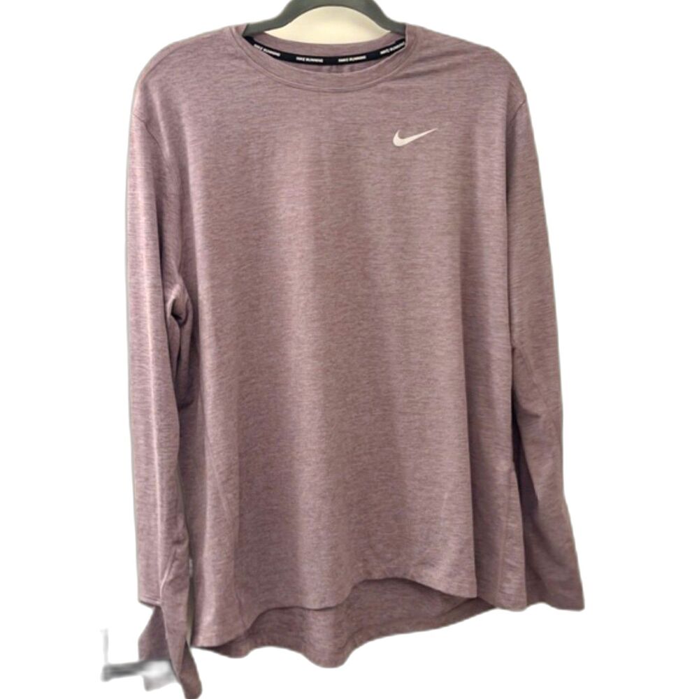 Nike Dri Fit Long Sleeve Running Top Size XL Purple Athletic Shirt Pocket